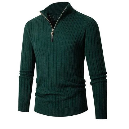 Men's Ribbed Half-Zip Sweater in Neutral Shades for Stylish Wear