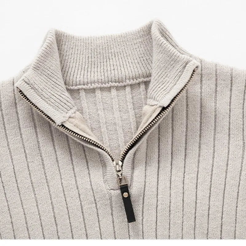 Men's Ribbed Half-Zip Sweater in Neutral Shades for Stylish Wear