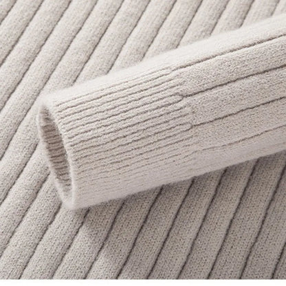 Men's Ribbed Half-Zip Sweater in Neutral Shades for Stylish Wear