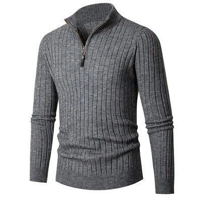 Men's Ribbed Half-Zip Sweater in Neutral Shades for Stylish Wear