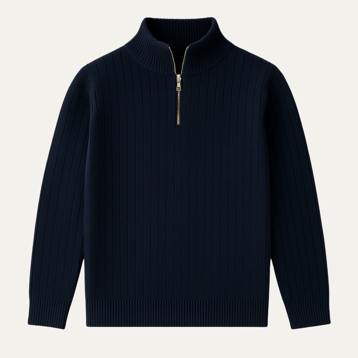 Men's Ribbed Knit Half Zip Sweater – Cozy Stand Collar Style