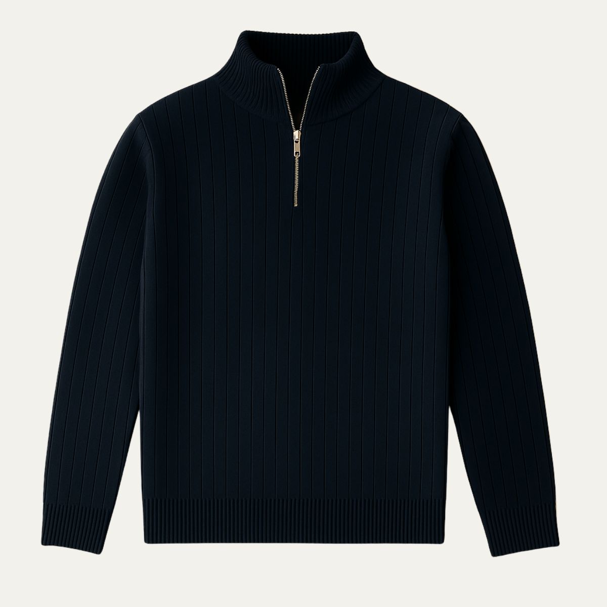 Men's Ribbed Knit Half Zip Sweater – Cozy Stand Collar Style