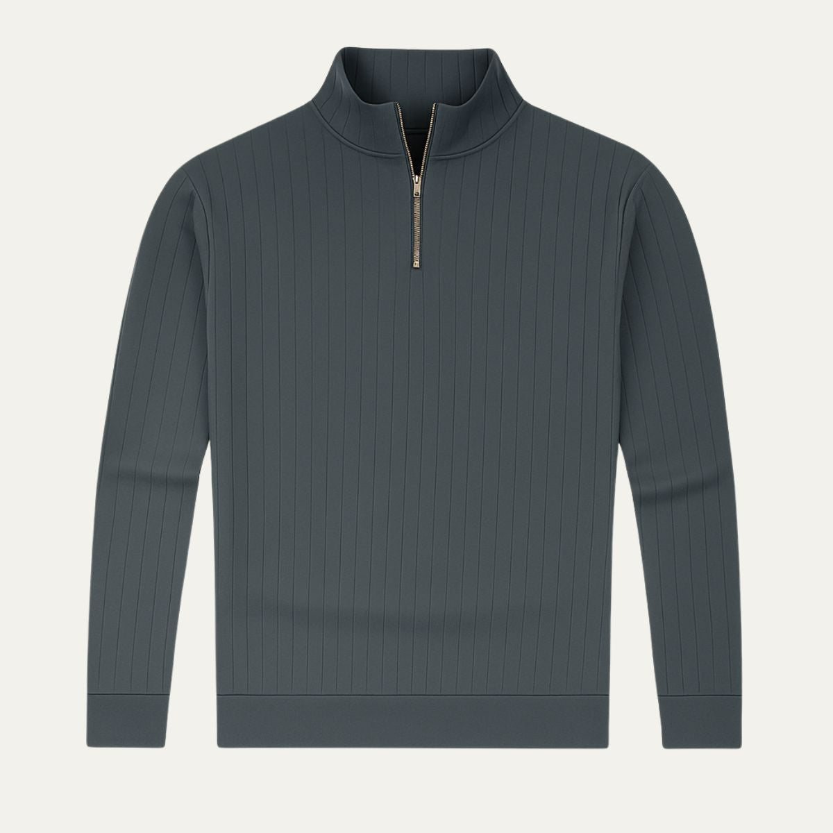 Men's Ribbed Knit Half Zip Sweater – Cozy Stand Collar Style