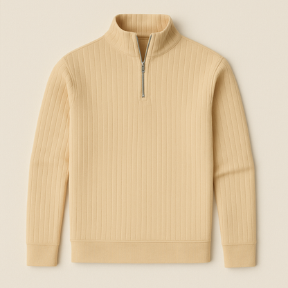 Men's Ribbed Knit Half Zip Sweater – Cozy Stand Collar Style