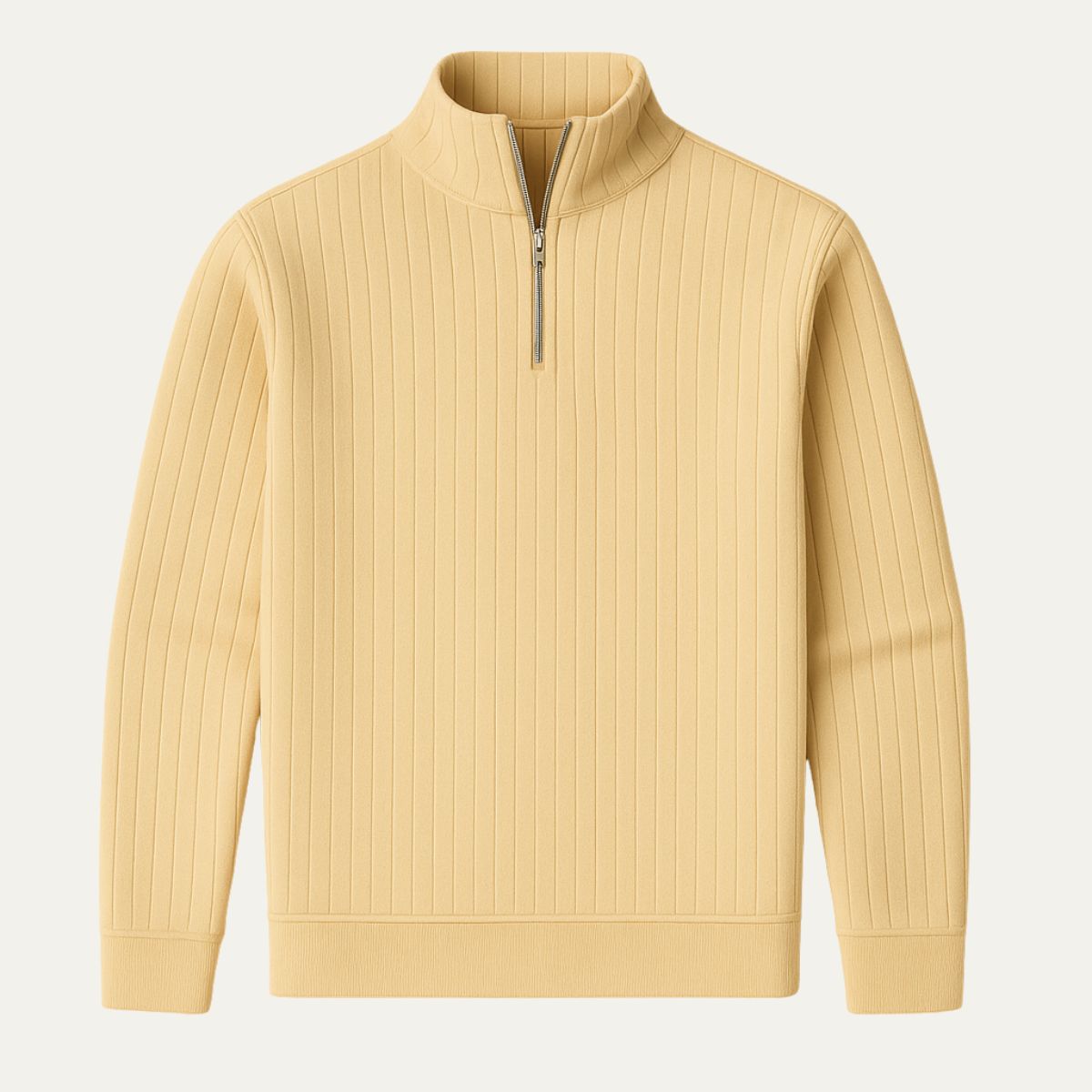 Men's Ribbed Knit Half Zip Sweater – Cozy Stand Collar Style