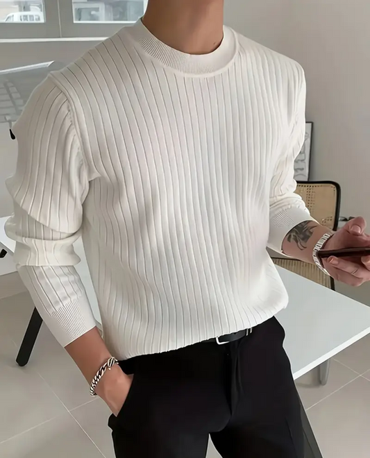 Men's Ribbed Sweater | Crew Neck Knit