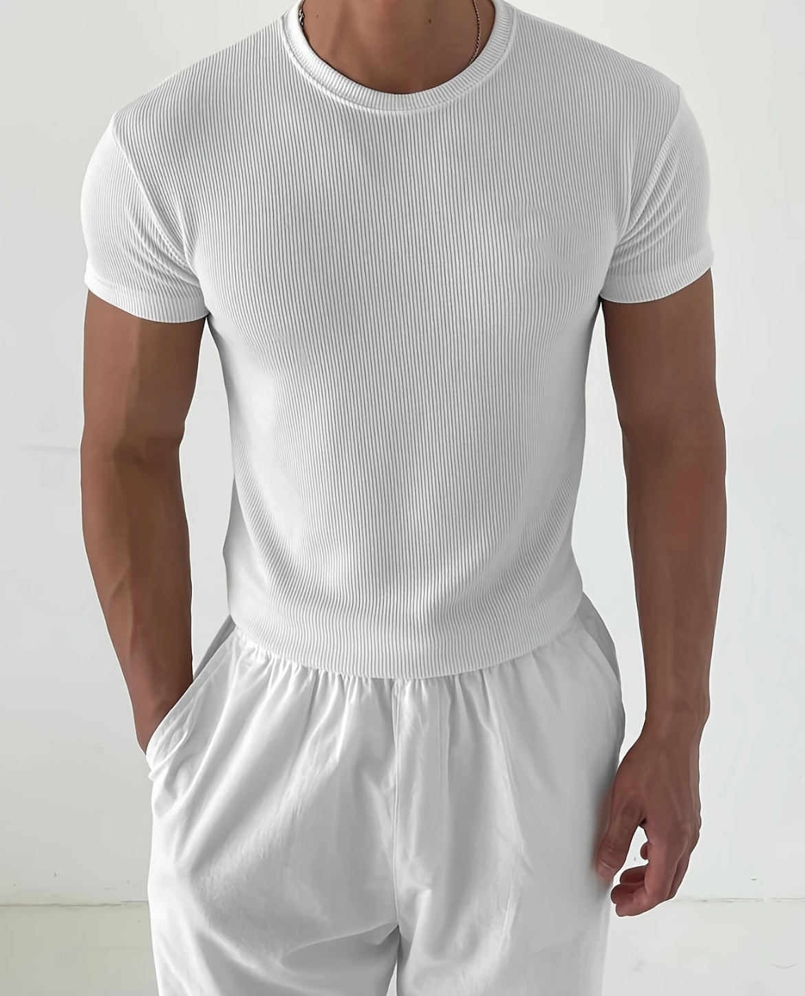 Men's Ribbed T-Shirt | Close Fit Breathable & Lightweight Summer Style