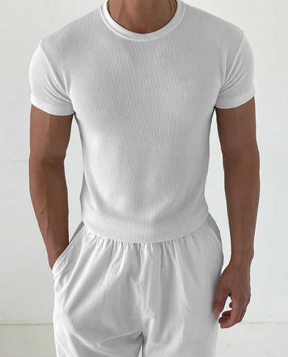 Men's Ribbed T-Shirt | Close Fit Breathable & Lightweight Summer Style