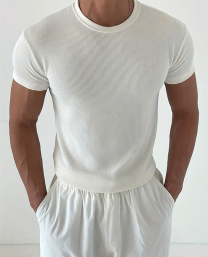 Men's Ribbed T-Shirt | Close Fit Breathable & Lightweight Summer Style
