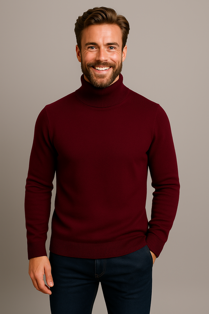 Men's Roll Neck Polo Sweater for Smart Casual & Evening Wear