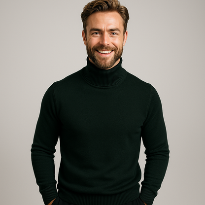 Men's Roll Neck Polo Sweater for Smart Casual & Evening Wear
