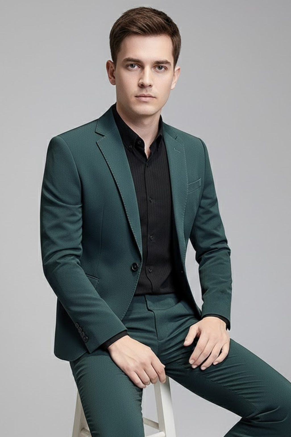 Men’s Slim Fit Business Suit - Contemporary Korean Style for Formal and Casual Events