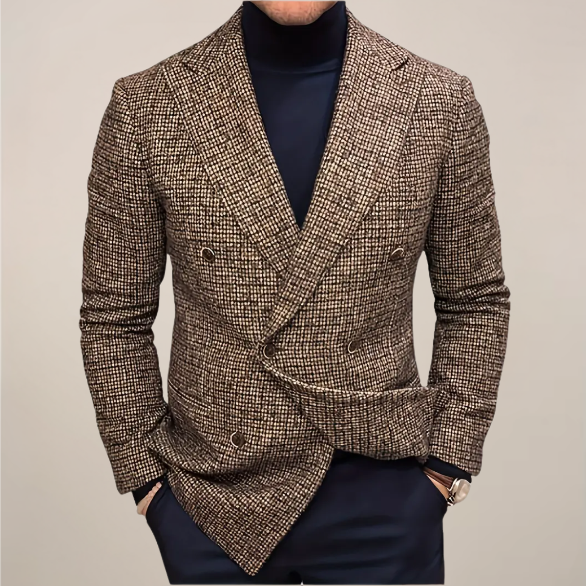 Men's Slim Fit Check Blazer for Smart Events