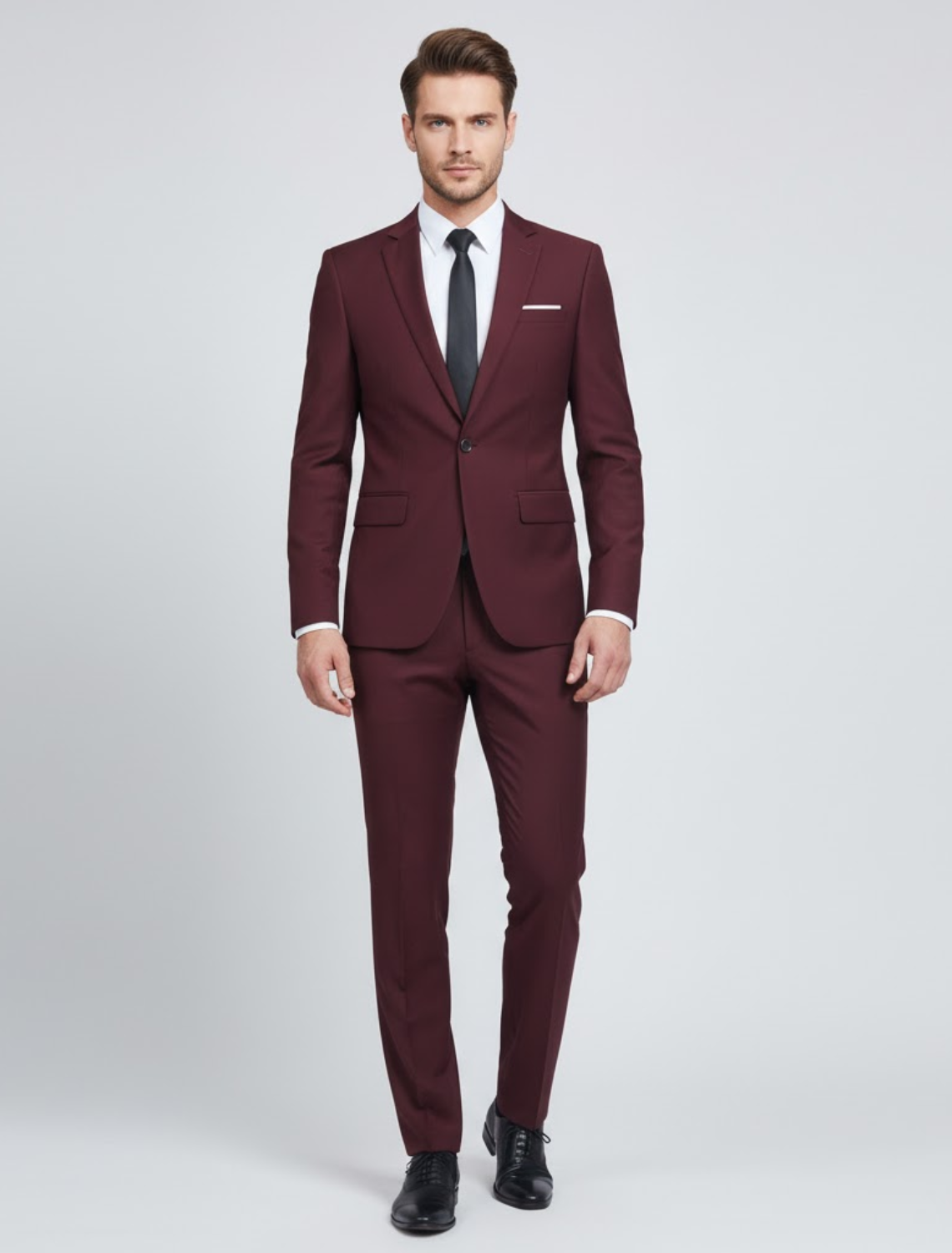 Men's Slim Fit Formal Suit Tailored Business Suit Button