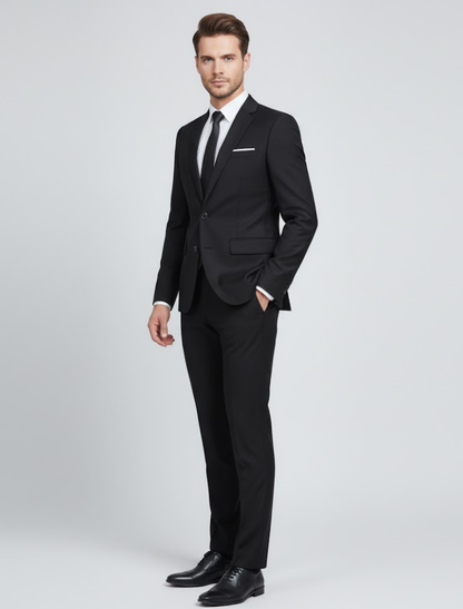 Men's Slim Fit Formal Suit Tailored Business Suit Button