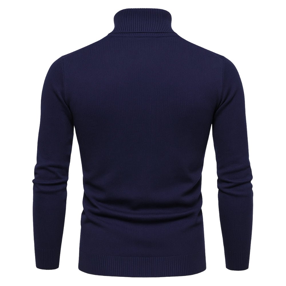 Men's Slim Fit Turtleneck Sweater Ribbed Collar Pullover