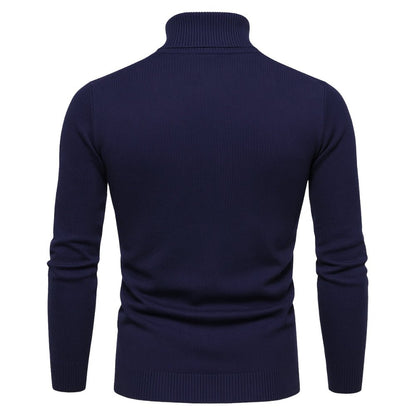 Men's Slim Fit Turtleneck Sweater Ribbed Collar Pullover