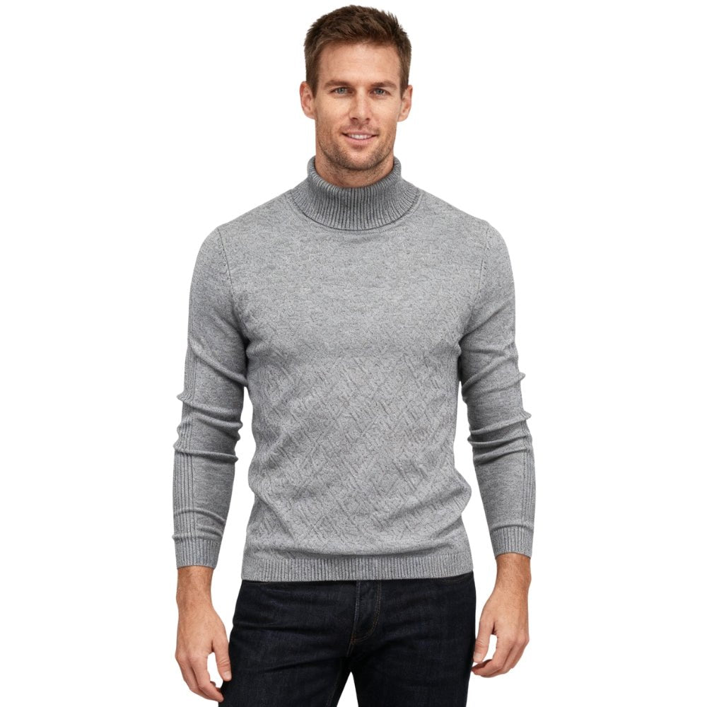 Men's Slim Fit Turtleneck Sweater Ribbed Collar Pullover