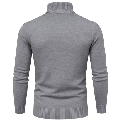 Men's Slim Fit Turtleneck Sweater Ribbed Collar Pullover