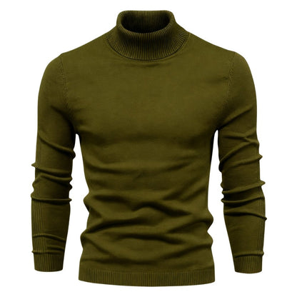 Men's Slim Fit Turtleneck Sweater Ribbed Collar Pullover