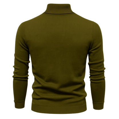 Men's Slim Fit Turtleneck Sweater Ribbed Collar Pullover