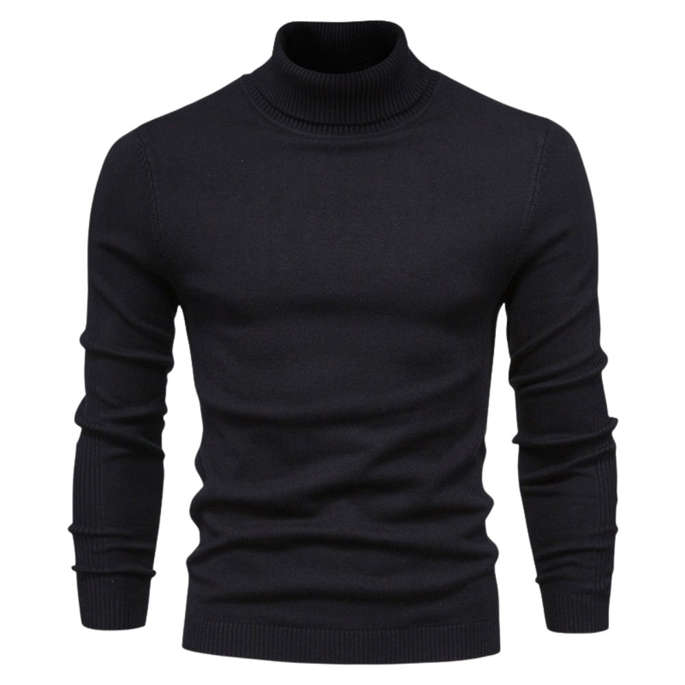 Men's Slim Fit Turtleneck Sweater Ribbed Collar Pullover