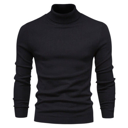 Men's Slim Fit Turtleneck Sweater Ribbed Collar Pullover