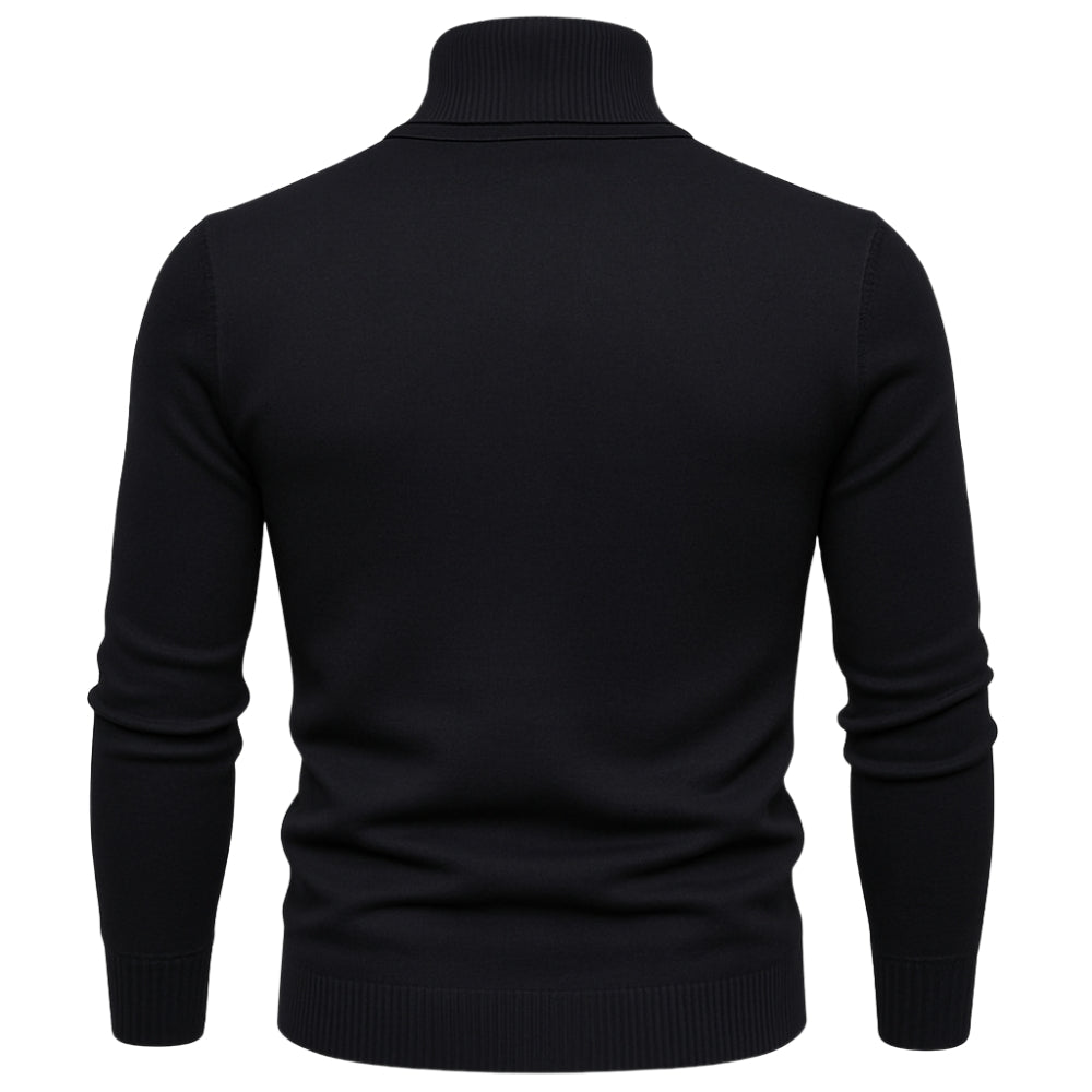 Men's Slim Fit Turtleneck Sweater Ribbed Collar Pullover