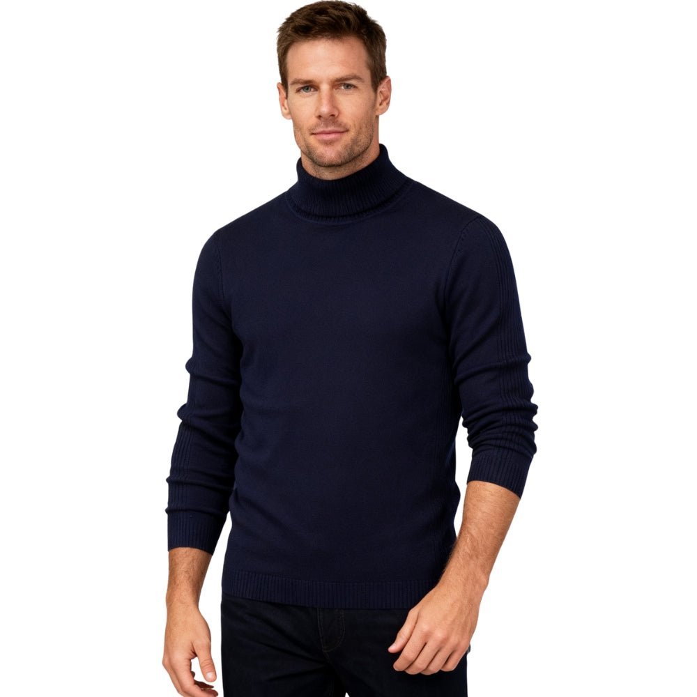 Men's Slim Fit Turtleneck Sweater Ribbed Collar Pullover