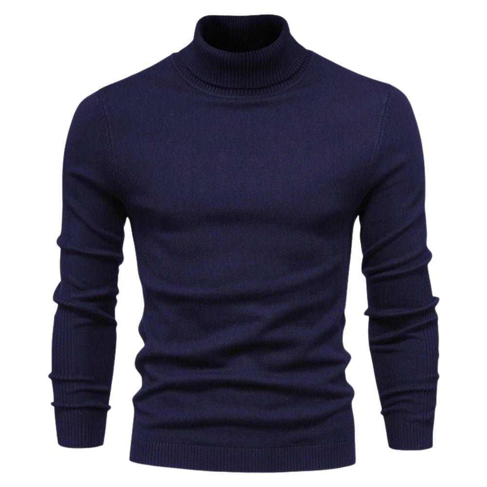 Men's Slim Fit Turtleneck Sweater Ribbed Collar Pullover