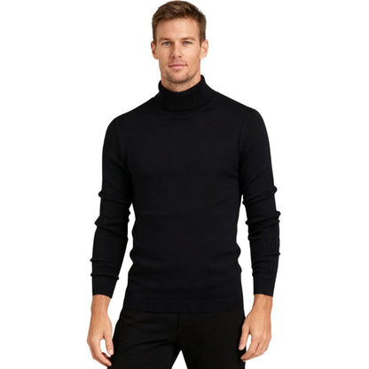 Men's Slim Fit Turtleneck Sweater Ribbed Collar Pullover