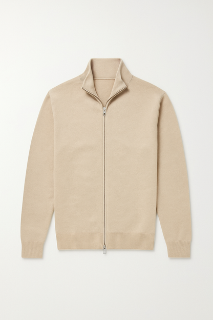 Men's Slim Fit Zip-Up Jacket - Stylish Stand-Up Collar Design