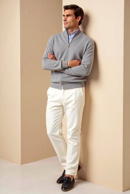 Men's Slim Fit Zip-Up Jacket - Stylish Stand-Up Collar Design
