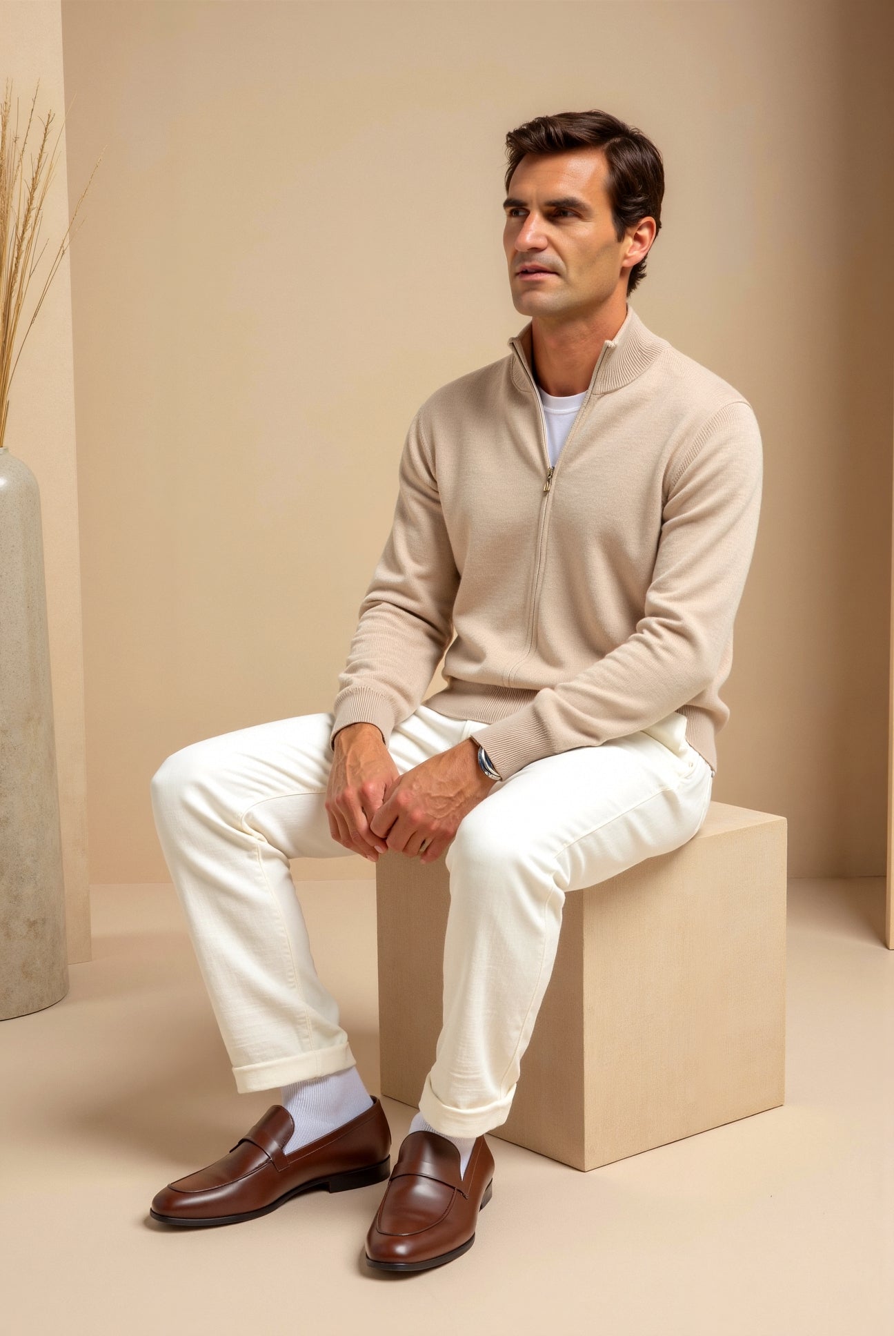 Men's Slim Fit Zip-Up Jacket - Stylish Stand-Up Collar Design