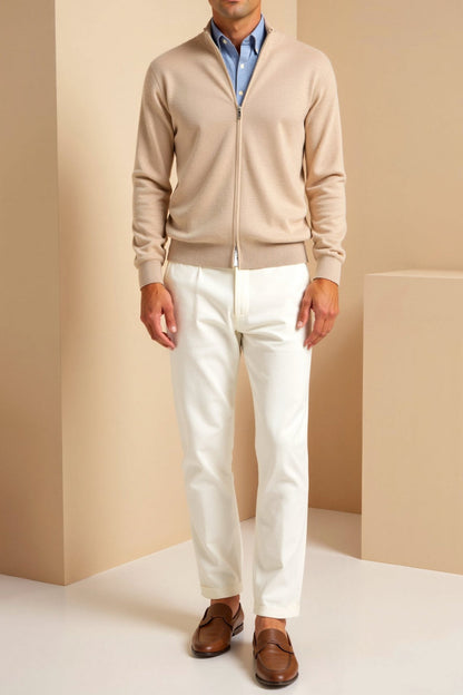 Men's Slim Fit Zip-Up Jacket - Stylish Stand-Up Collar Design