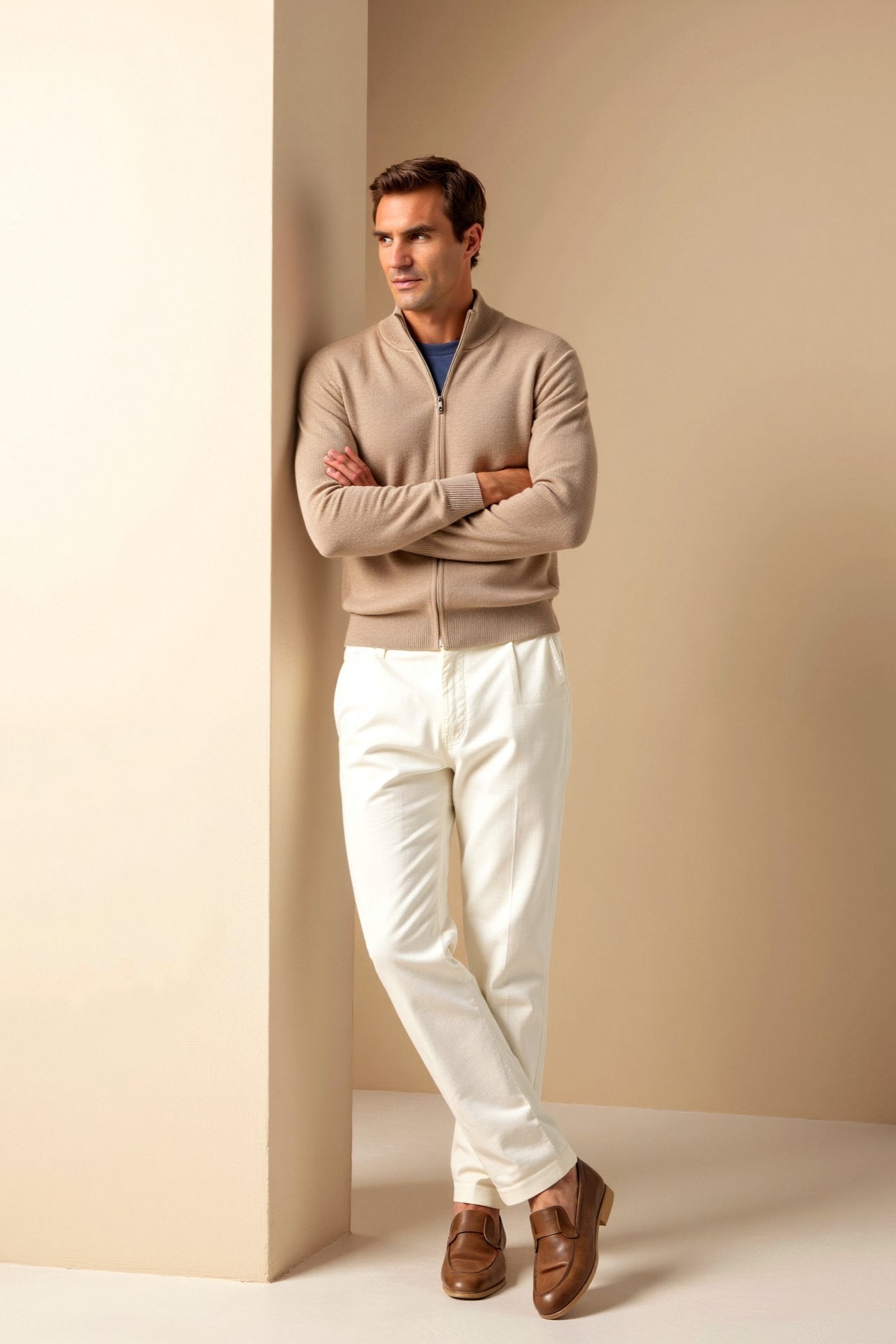 Men's Slim Fit Zip-Up Jacket - Stylish Stand-Up Collar Design