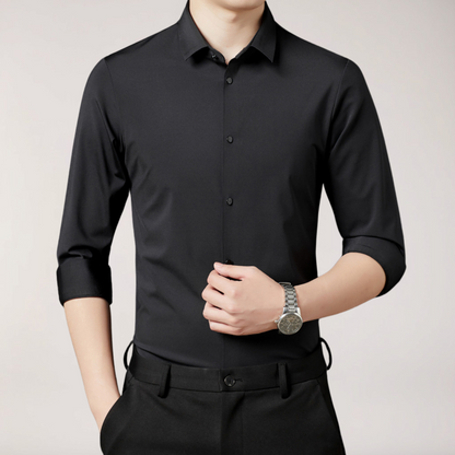 Men's Stretch Button-Up Shirt – Slim Fit Long Sleeve for Work & Social Events