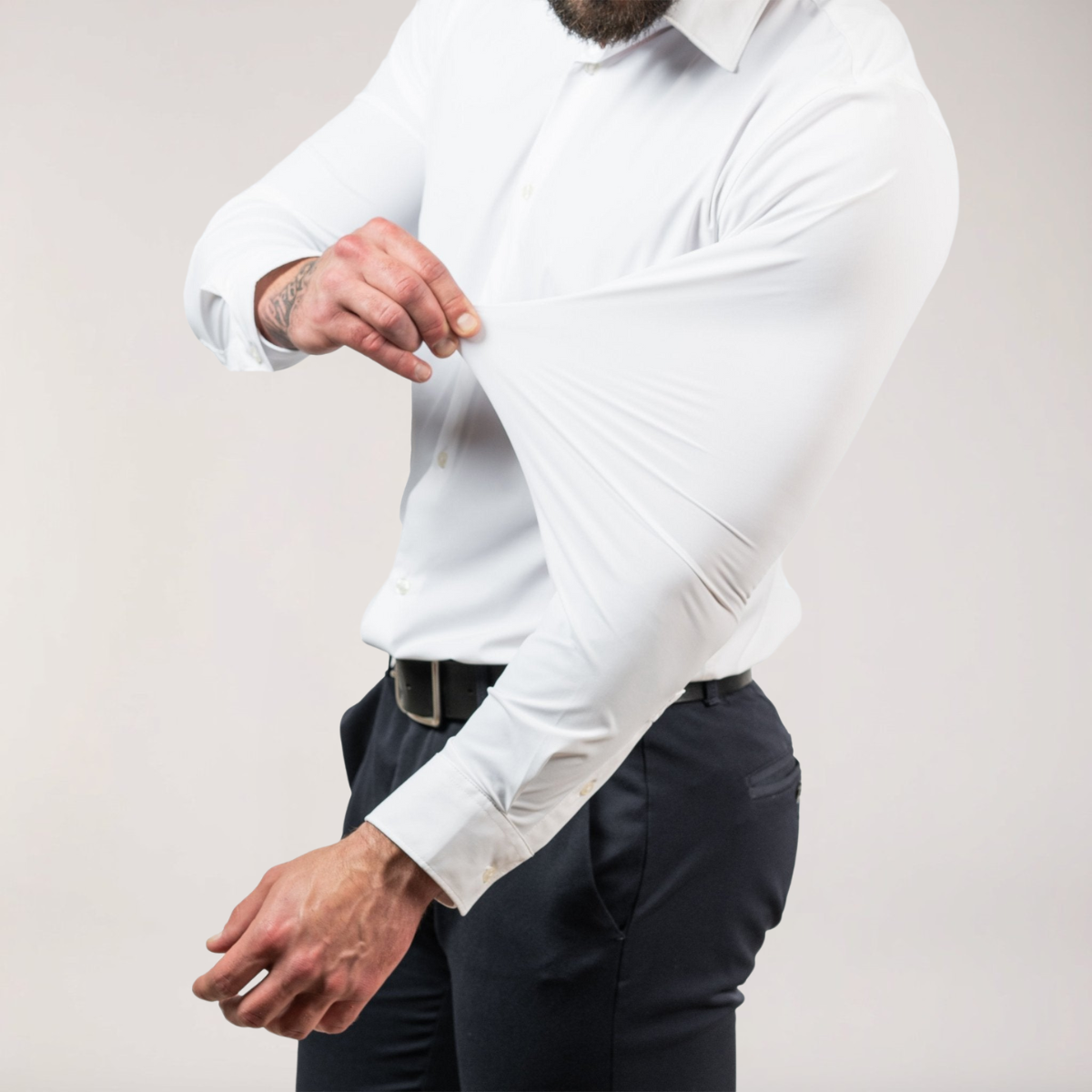 Men's Stretch Button-Up Shirt – Slim Fit Long Sleeve for Work & Social Events