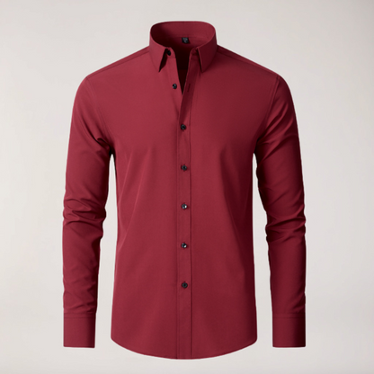 Men's Stretch Button-Up Shirt – Slim Fit Long Sleeve for Work & Social Events