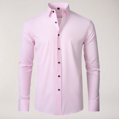 Men's Stretch Button-Up Shirt – Slim Fit Long Sleeve for Work & Social Events