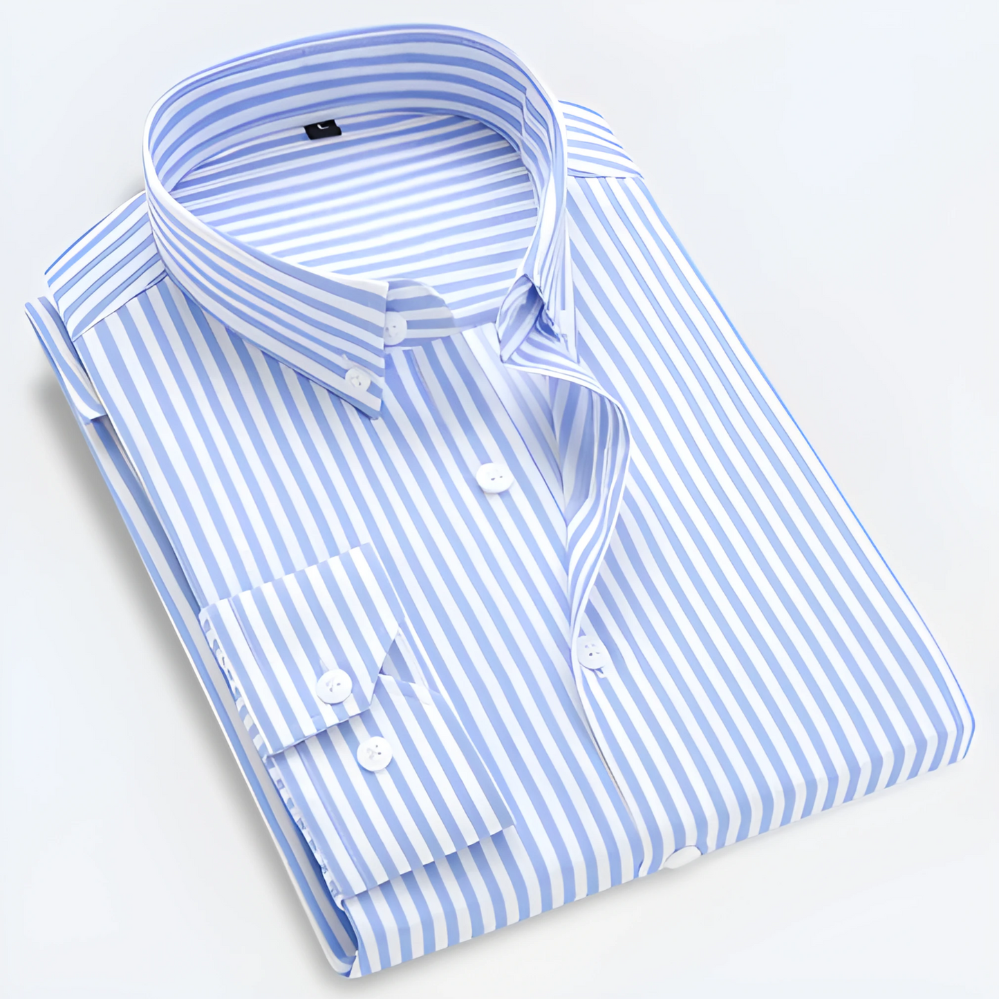 Men’s Striped Long Sleeve Button-Up Shirt for Smart Casual Wear