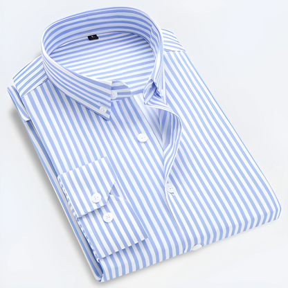 Men’s Striped Long Sleeve Button-Up Shirt for Smart Casual Wear