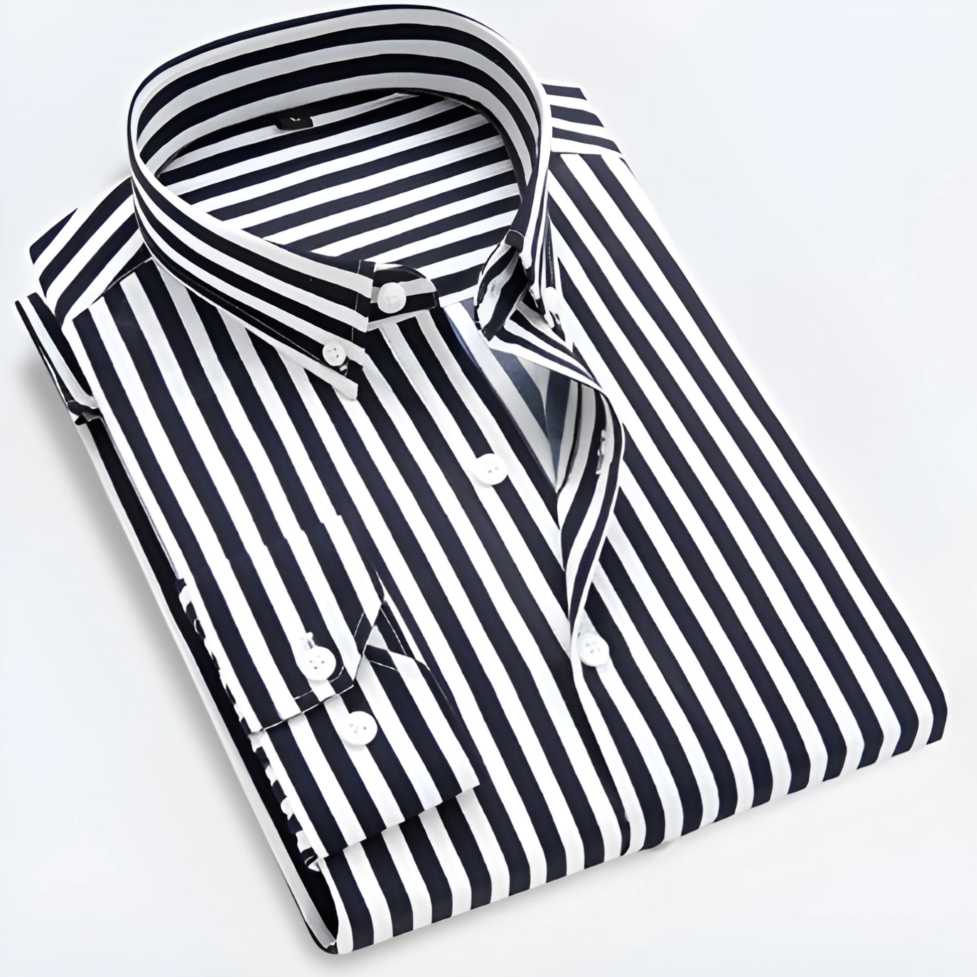 Men’s Striped Long Sleeve Button-Up Shirt for Smart Casual Wear