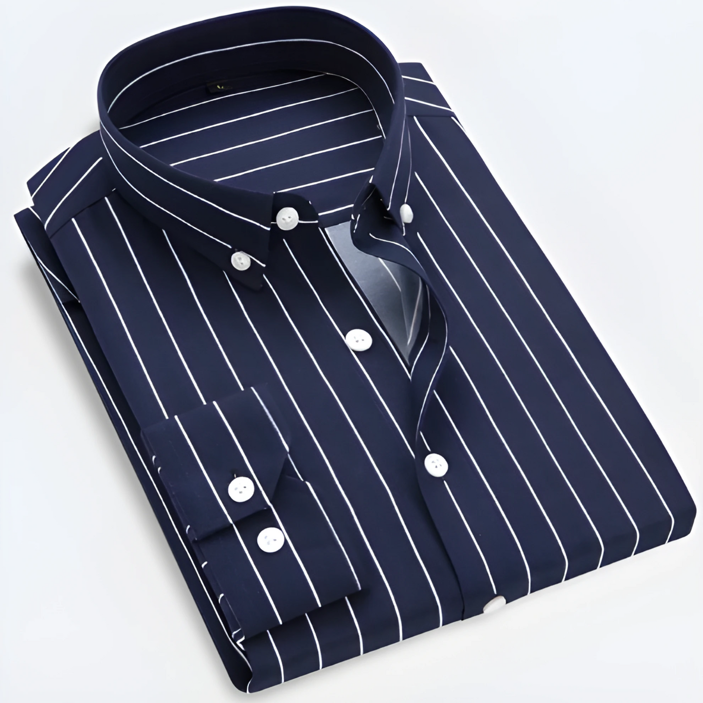 Men’s Striped Long Sleeve Button-Up Shirt for Smart Casual Wear