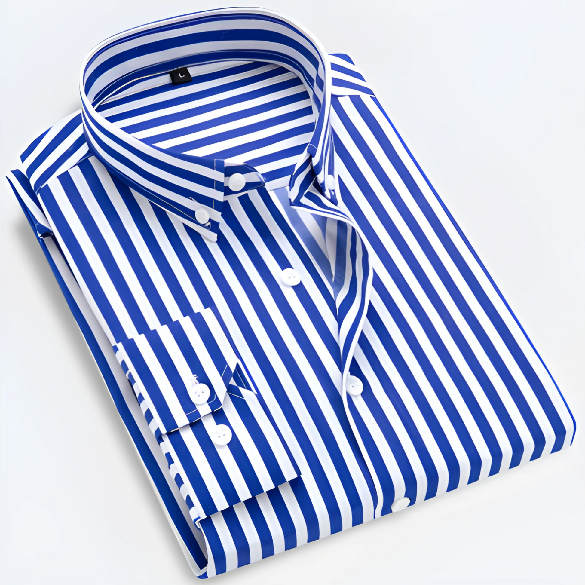 Men’s Striped Long Sleeve Button-Up Shirt for Smart Casual Wear