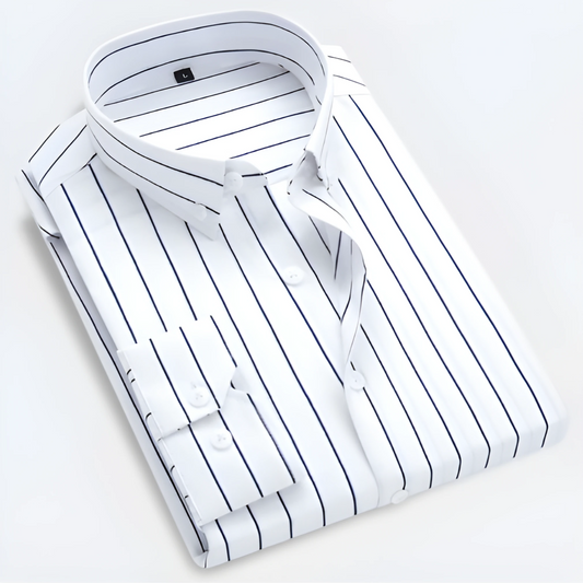 Men’s Striped Long Sleeve Button-Up Shirt for Smart Casual Wear