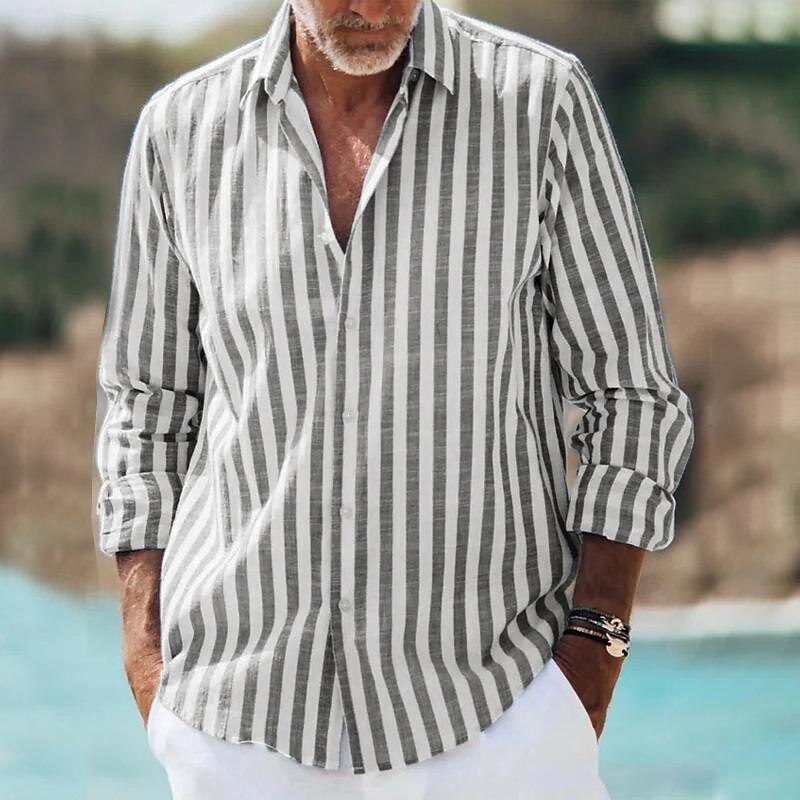 Men's Striped Long Sleeve Shirt for Everyday Wear