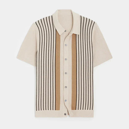 Men's Striped Polo Shirt for Spring and Summer Wear