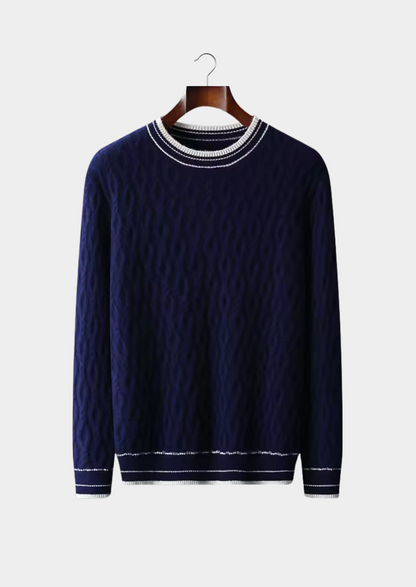 Men's Striped Trim Crew Neck Sweater for All Occasions