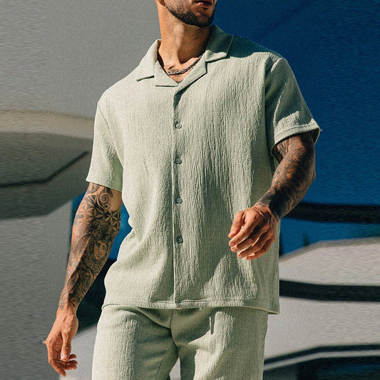 Men's Summer Two Piece Set | Camp Collar Shirt & Shorts